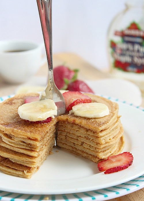 Vanilla Spiked Protein Pancakes - www.betterwithcake.com