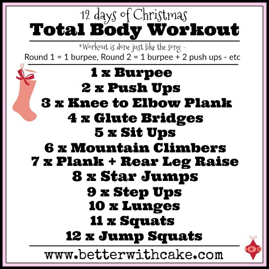 12 days of Christmas {No Equipment} Total Body Workout - www.betterwithcake.com