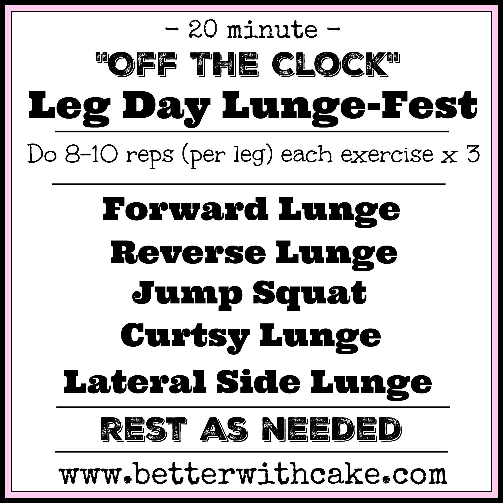 20 minute - no equipment - leg workout - www.betterwithcake.com