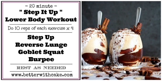 Healthy Cinnamon Spiced Caramel Latte & A 20 Minute - No Equipment - Lower Body Workout - www.betterwithcake.com