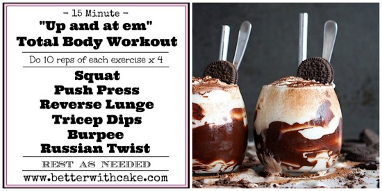 Healthy Cookies & Cream Shake & A 15 Min - No Equipment - Total Body Workout - www.betterwithcake.com