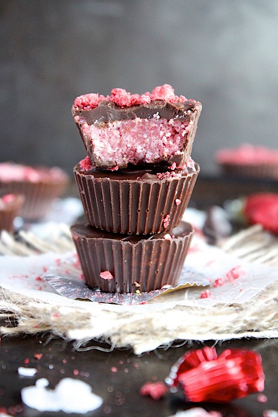 Healthy, Homemade Dark Chocolate Strawberry Coconut Butter Cups