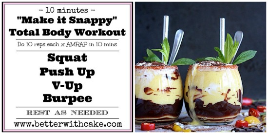 Healthy {Sugar Free} Choc Mango Chiller & 10 minute - no equipment total body workout - www.betterwithcake.com