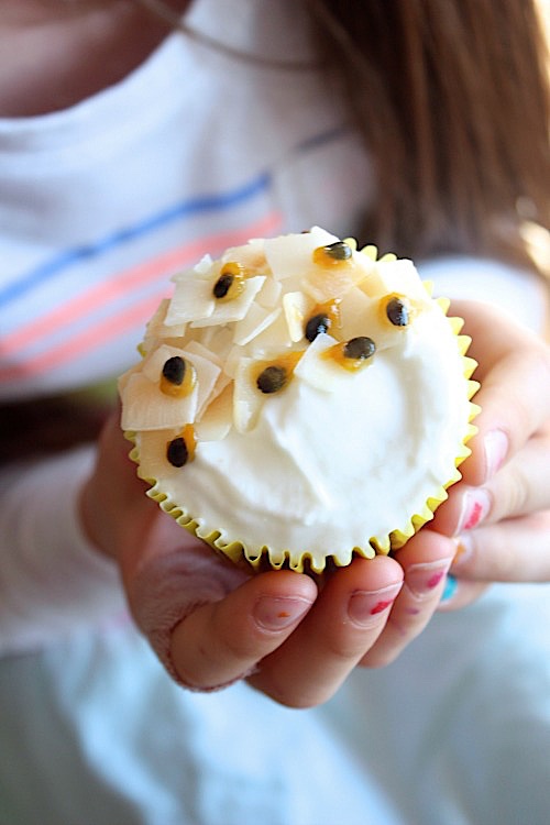 Mango and Passionfruit Muffins with Coconut Yogurt Frosting - {Gluten Free, Grain Free & Paleo Friendly} - www.betterwithcake.com