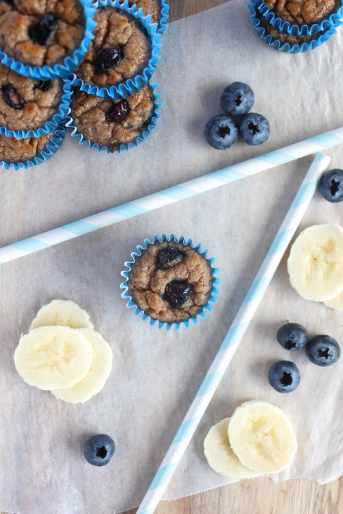 Blueberry and Banana Mini Muffins {Paleo Friendly}