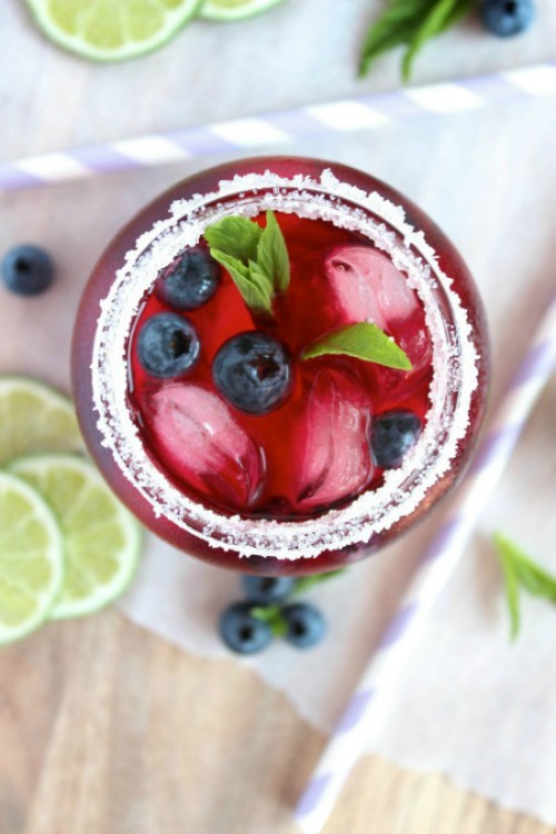 All Natural Blueberry Mint and Lime Iced Tea
