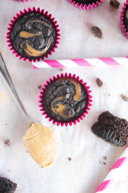 Double Chocolate Peanut butter Mini Cupcakes {Grain Free & Paleo Friendly}