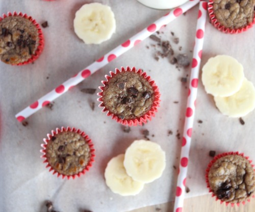 Banana Dark Chocolate Mini Muffins {Low carb, grain free and Paleo Friendly}