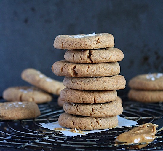 3 Ingredient Flourless Salted Peanut Butter Cookies {Gluten Free - Dairy Free - Low Carb - Keto - Vegan - Paleo Friendly} - www.betterwithcake.com
