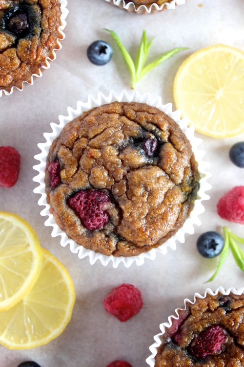 Deliciously Ugly Lemon-berry Muffins {Gluten Free, Grain Free & Paleo Friendly} - www.betterwithcake.com