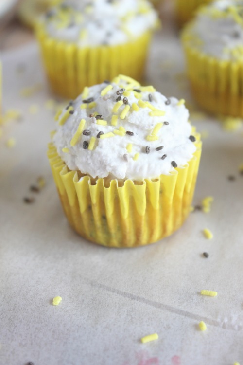 Lemon Chia Mini Muffins with Whipped Vanilla Coconut Cream {Low carb, Grain Free & Paleo Friendly} - www.betterwithcake.com