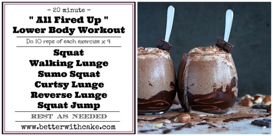 Sugar Free - Rich Chocolate Hazelnut Latte & 20 minute - no equipment - Lower body workout - www.betterwithcake.com