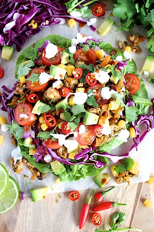 Healthy, Homemade Taco Salad Lettuce Wraps - www.betterwithcake.com #MadeWithChobani