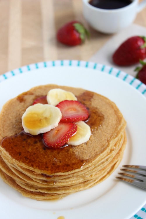 Vanilla Spiked Protein Pancakes - www.betterwithcake.com