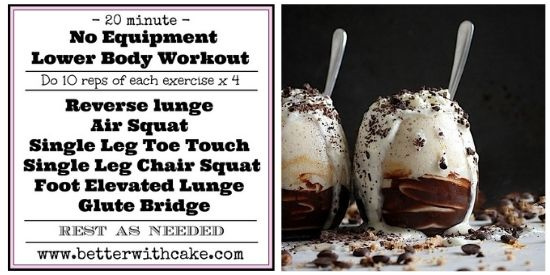 {Sugar Free} Salted Caramel Cheesecake Shake & a 20 min at home {no equipment} Lower Body Workout!