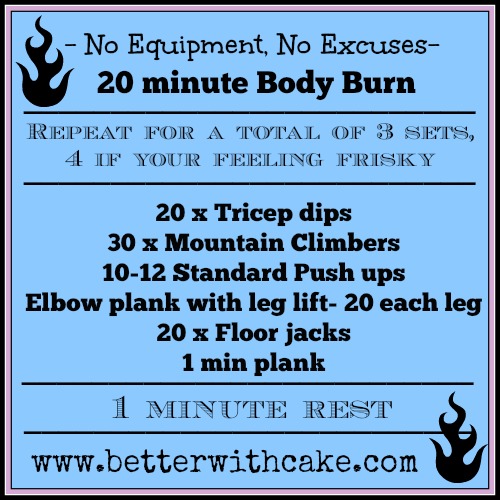 Fit Friday Fun – No Equipment, No Excuses – 20 minute Body Burn