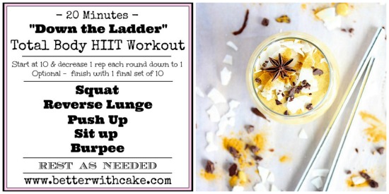 Golden Spiced Salted Caramel Thickshake & A 20 Minute Total Body HIIT Workout
