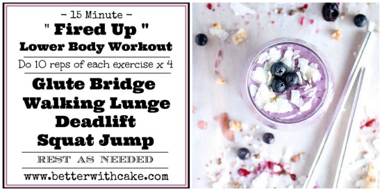 Healthy Blueberry Crumble Smoothie & A 15 Minute Lower Body Workout