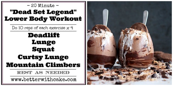 Healthy Choc Fudge Cookie Dough Crunch Shake & A 20 Min Lower Body Workout