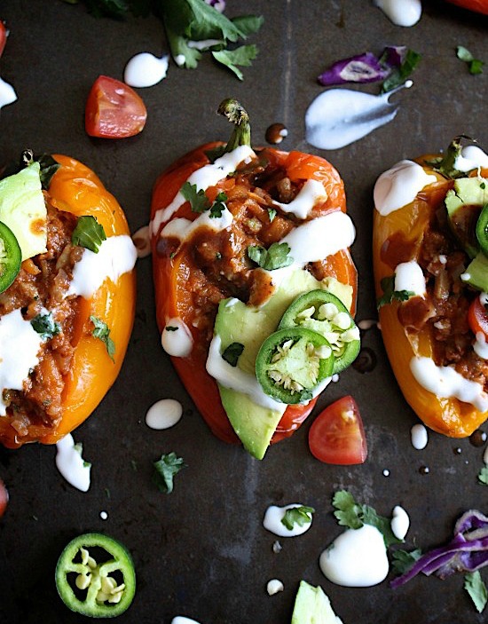 30 minute Sweet and Spicy Stuffed Peppers