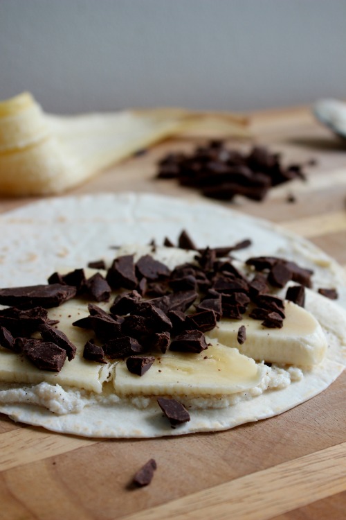 Banana, Ricotta and Dark Chocolate Quesadilla