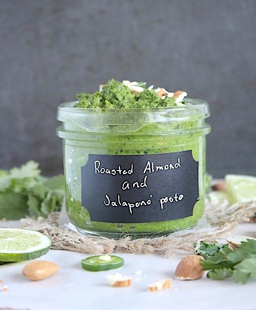 Roasted Almond & Jalapeno’ Pesto {Vegan, Gluten Free & Paleo Friendly}