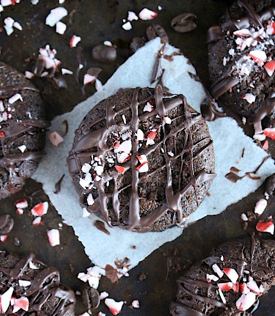 Flourless {EGG FREE} Dark Chocolate Peppermint Mocha Cookies