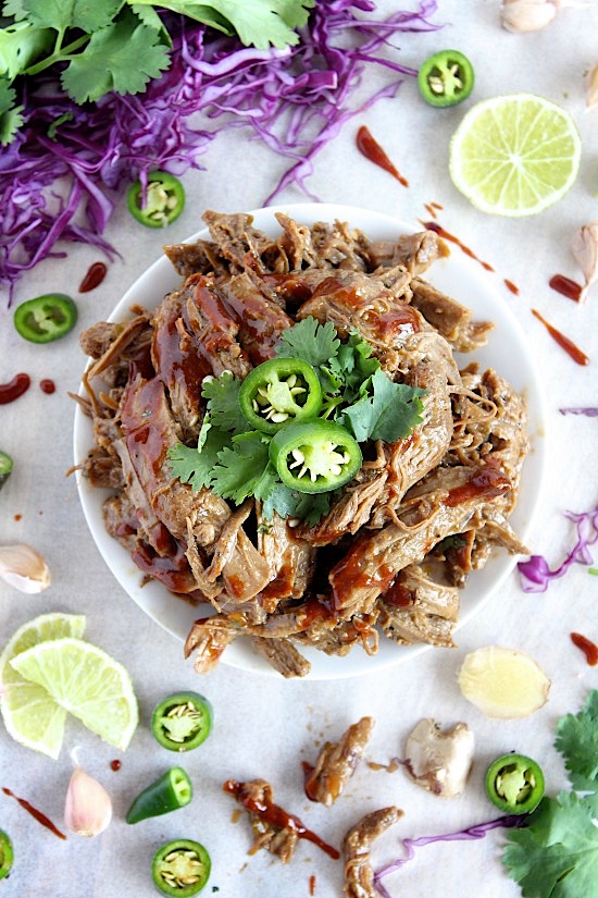 Sweet and Spicy, Slow Cooker Ginger and Jalapeño Pulled Pork {Gluten Free & Paleo Friendly}