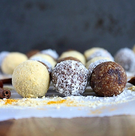 {DATE FREE} Golden Spiced Apricot & Coconut Bliss Bites
