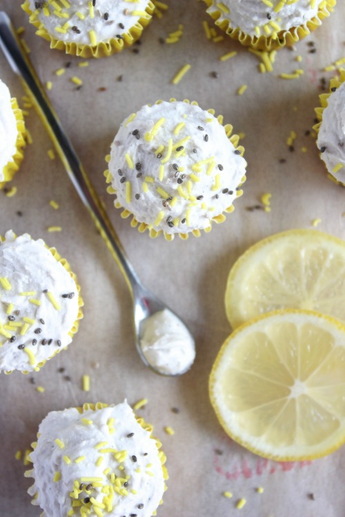 Lemon Chia Mini Muffins with Whipped Vanilla Coconut Cream {Low Carb, Grain Free & Paleo Friendly}