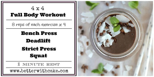 Fit Friday Fun – A {20 Minute} 4 x 4 Full Body Workout & a Bonus Choc-Mint Chiller Smoothie Recipe