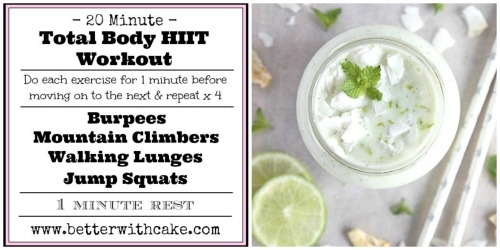 A 20 Minute – No Equipment – Total Body HIIT Workout & A Pineapple Mint and Lime Smoothie Recipe