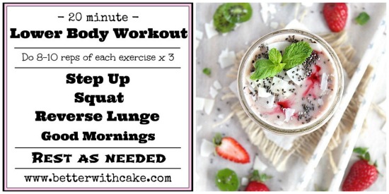 A {NEW} 20 Minute Lower Body Workout & A bonus Strawberry Kiwi Super Smoothie Recipe