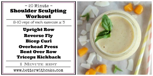 Fit Friday Fun – A {NEW} 20 Minute Shoulder Sculpting Workout + A Bonus Peaches and Cream Smoothie Recipe
