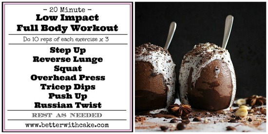 Sugar Free Chocolate Hazelnut Chai Latte & 20 min Low Impact Total Body Worlout