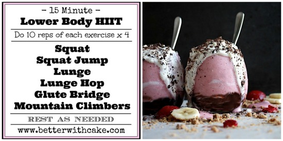 {Sugar Free} Strawberry & Banana Smoothie & A 15 min Lower Body HIIT Workout