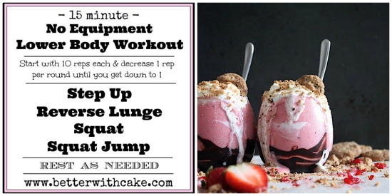 {Sugar Free} Strawberry Cheesecake Shake & 15 min {No Equipment} Lower Body Workout