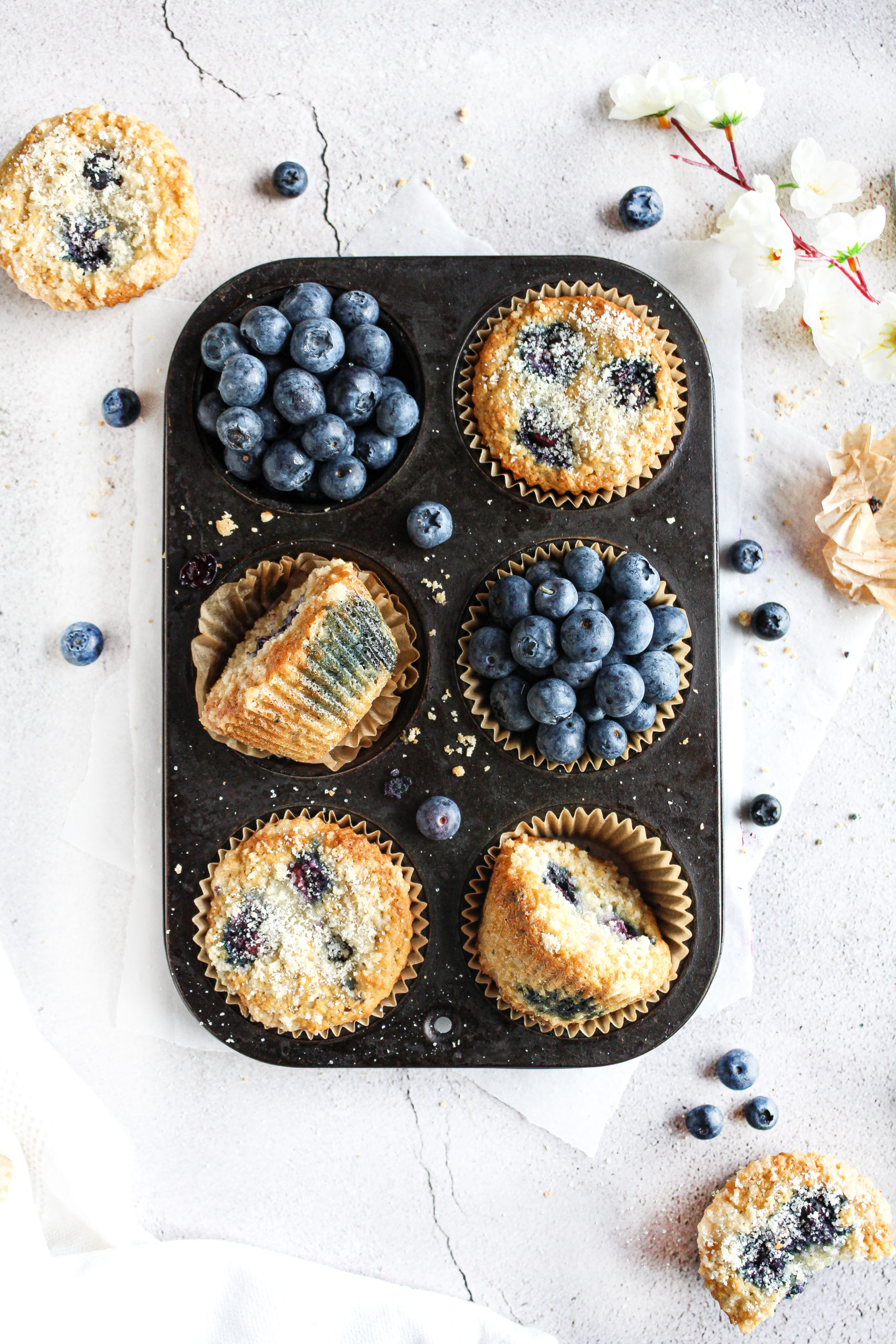 {Low Carb – Gluten Free} Basic Bakery Style Blueberry Coffee Cake Muffins